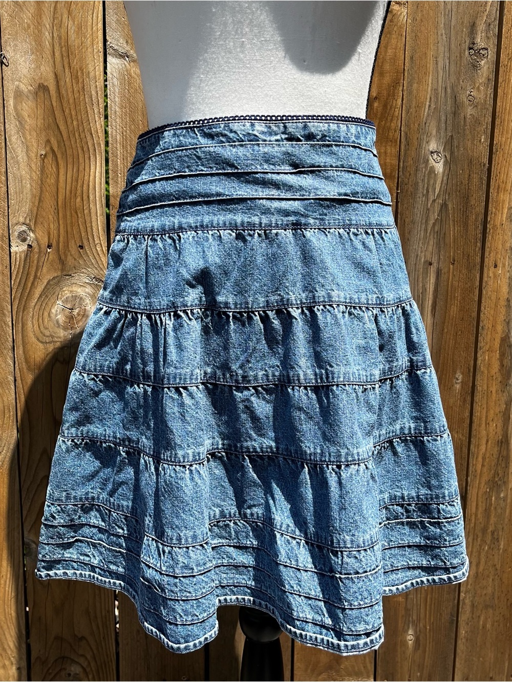 Massimo Y2K Summer 100% Cotton Women's Blue Denim Tiered Skirt Accepting Offers!